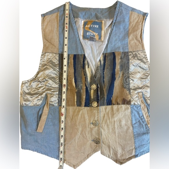 Vintage Active Stuff Cotton Semi Denim Patchwork Vest - Picture 15 of 16